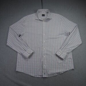 johnnie-O Shirt Mens Large White Multi Plaid Button Up‎ Long Sleeve Peformance